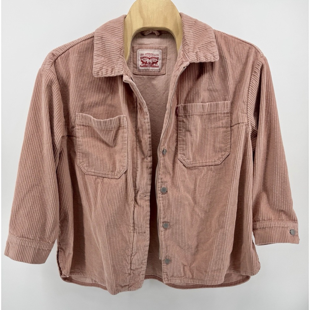 Levis Corduroy Button-Down Zip Coat Jacket Size 3XL Pink Long Sleeve Cotton